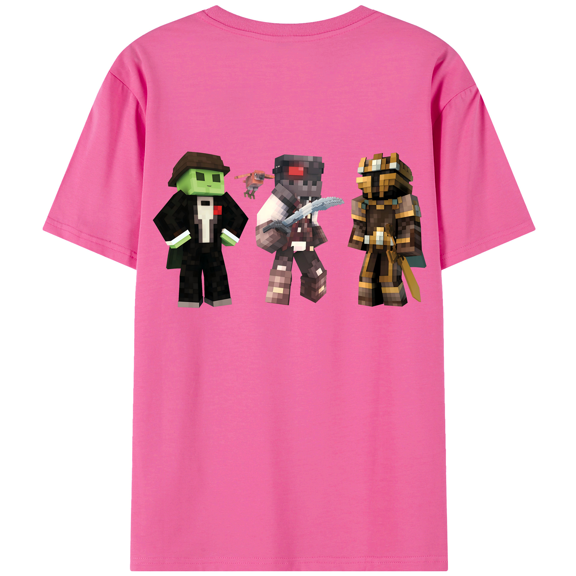 （画像用） マインクラフト ブロックの世界 Minecraft MC Block world レディース半袖Tシャツ(バックプリント)